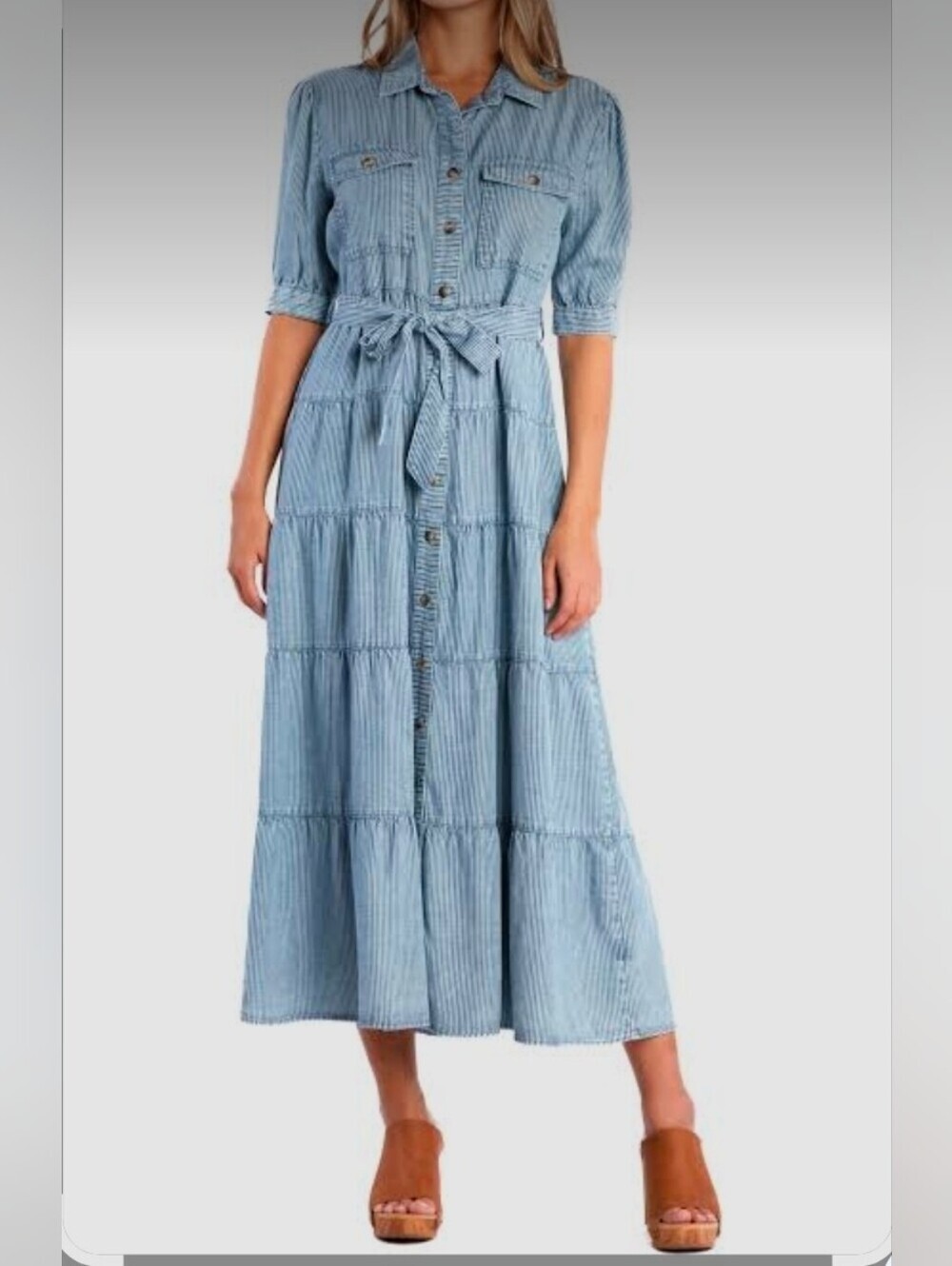 Billy T Lyla Maxi Dress in Indigo Striped Size L
